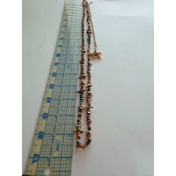 MerMade Rose Gold Starfish Pendant Necklace & Multi Strand Shell Chip Lot main image 8